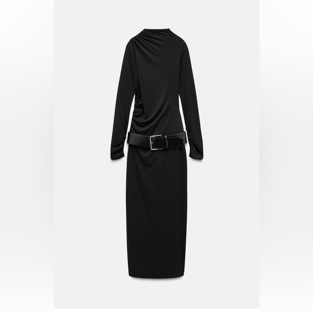 Zara Black Long Sleeve Dress with Belt